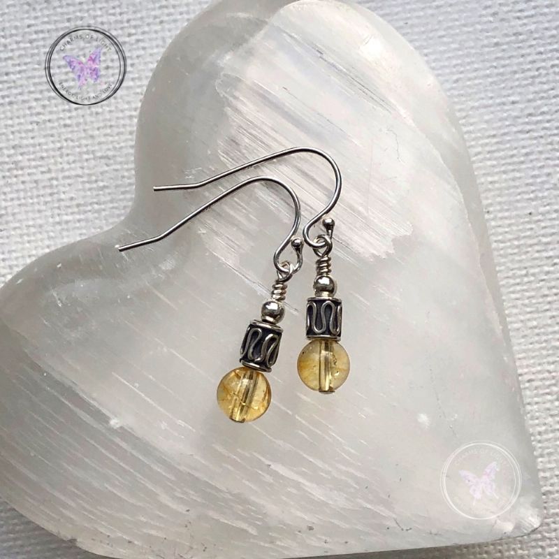 Citrine Silver Bead Earrings